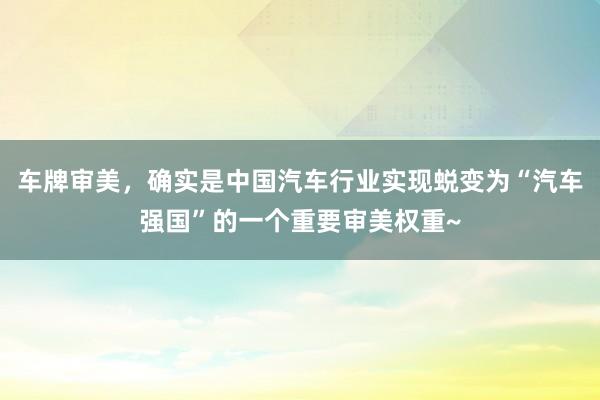车牌审美,确实是中国汽车行业实现蜕变为“汽车强国”的一个重要审美权重~
