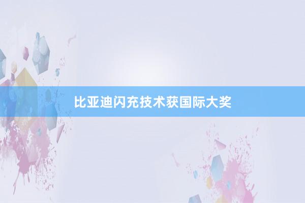 比亚迪闪充技术获国际大奖