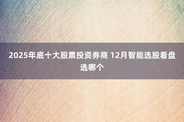 2025年底十大股票投资券商 12月智能选股看盘选哪个