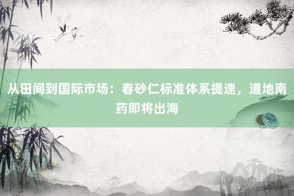 从田间到国际市场：春砂仁标准体系提速，道地南药即将出海