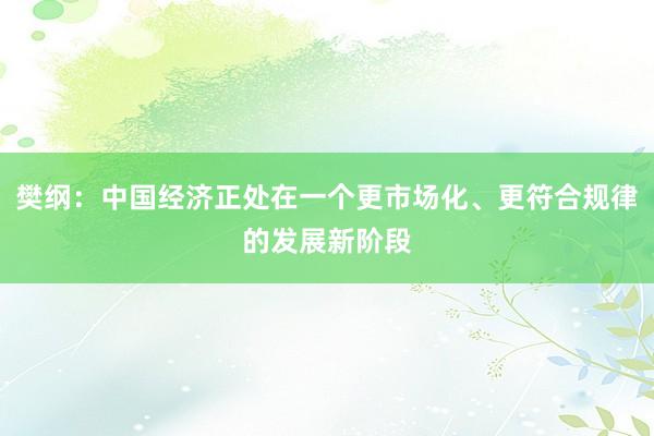 樊纲：中国经济正处在一个更市场化、更符合规律的发展新阶段