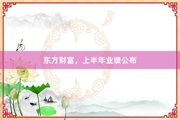 东方财富，上半年业绩公布