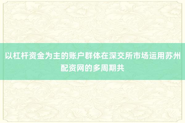以杠杆资金为主的账户群体在深交所市场运用苏州配资网的多周期共