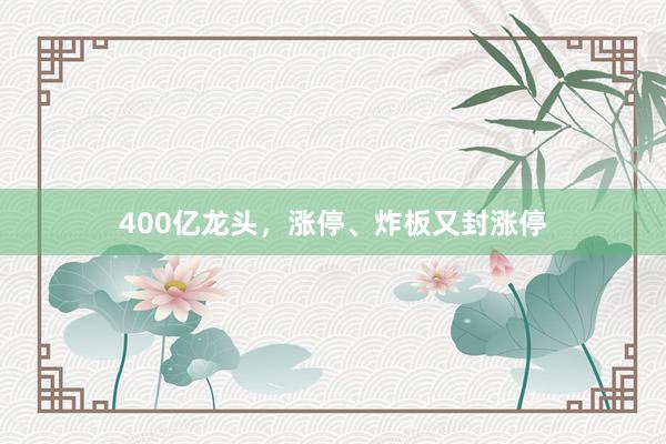 400亿龙头，涨停、炸板又封涨停