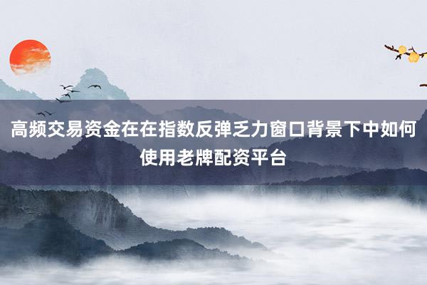 高频交易资金在在指数反弹乏力窗口背景下中如何使用老牌配资平台