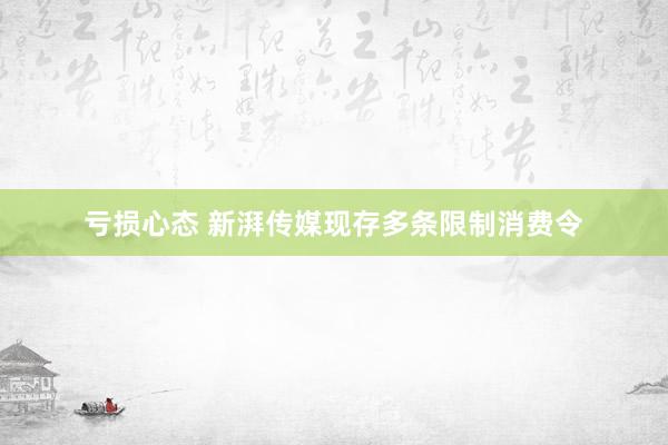 亏损心态 新湃传媒现存多条限制消费令