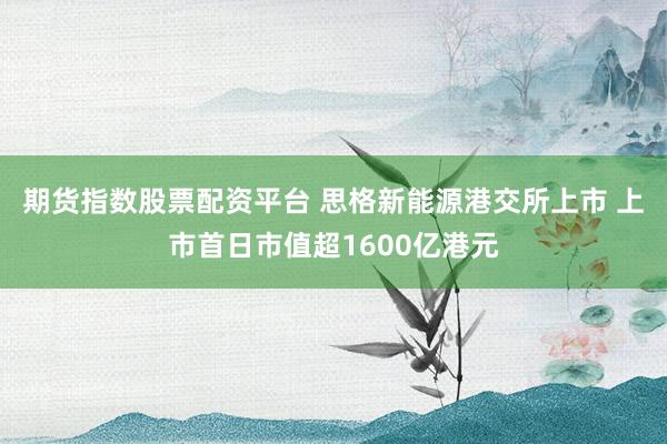 期货指数股票配资平台 思格新能源港交所上市 上市首日市值超1600亿港元