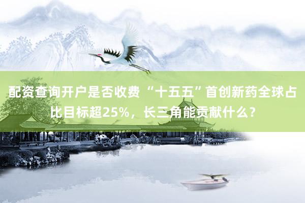 配资查询开户是否收费 “十五五”首创新药全球占比目标超25%，长三角能贡献什么？
