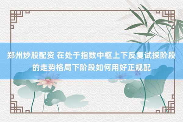 郑州炒股配资 在处于指数中枢上下反复试探阶段的走势格局下阶段如何用好正规配