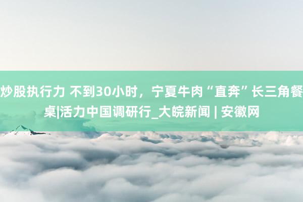炒股执行力 不到30小时，宁夏牛肉“直奔”长三角餐桌|活力中国调研行_大皖新闻 | 安徽网